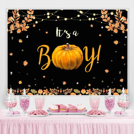 Lofaris Its A Boy Pumpkin and Leaves Backdrop for Baby Shower