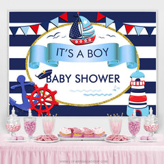 Lofaris Its A Boy Sea Sailing Theme Baby Shower Backdrop