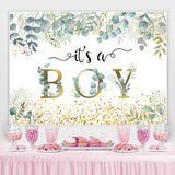 Load image into Gallery viewer, Lofaris It’s A Boy With Leaves And Spot Baby Shower Backdrop