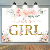 Load image into Gallery viewer, Lofaris Its A Girl Bright Flower and Leave Baby Shower Backdrop