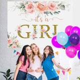 Load image into Gallery viewer, Lofaris Its A Girl Bright Flower and Leave Baby Shower Backdrop