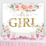 Load image into Gallery viewer, Lofaris Its A Girl Bright Flower and Leave Baby Shower Backdrop
