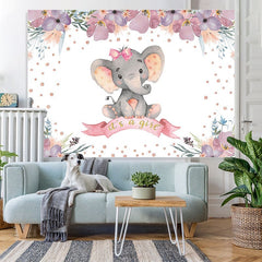 Lofaris Its A Girl Elephant Floral Baby Shower Photoshoot Backdrop