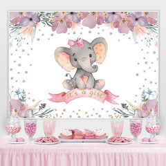 Lofaris Its A Girl Elephant Floral Baby Shower Photoshoot Backdrop