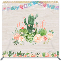 Lofaris Its A Girl Flower Double-Sided Backdrop for Baby Shower