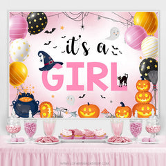 Lofaris Its A Girl Pink Balloon Halloween Baby Shower Backdrop