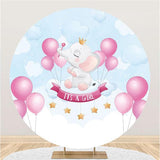 Load image into Gallery viewer, Lofaris Its A Girl Pink Elephant Circle Baby Shower Backdrop