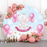 Load image into Gallery viewer, Lofaris Its A Girl Pink Elephant Circle Baby Shower Backdrop