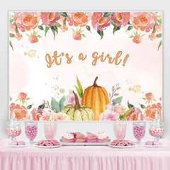 Lofaris Its A Girl Pink Floral Baby Shower Photoshoot Backdrop