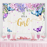 Load image into Gallery viewer, Lofaris Its A Girl Purple Spring Garden Baby Shower Backdrop