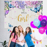 Load image into Gallery viewer, Lofaris Its A Girl Purple Spring Garden Baby Shower Backdrop