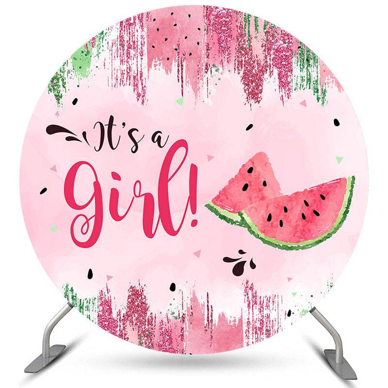 Lofaris Its A Girl Summer Watermelon Baby Shower Round Backdrop