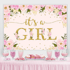 Lofaris Its A Girl Sweet Pink And Floral Baby Shower Backdrop