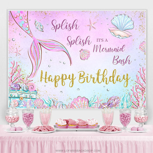 Lofaris Its A Mermaid Sea Theme Happy Birthday Backdrop