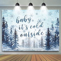 Lofaris Its Cold Outside Snowy And Pine Baby Shower Backdrop