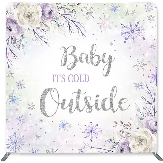 Lofaris Its Cold Snowflake Double-Sided Backdrop for Baby Shower