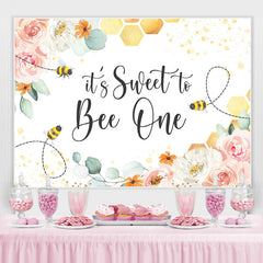Lofaris Its Sweet To Bee One Floral Happy 1St Birthday Backdrop