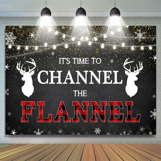 Lofaris Its Time to Channel The Flannel Winter Glitter Backdrop