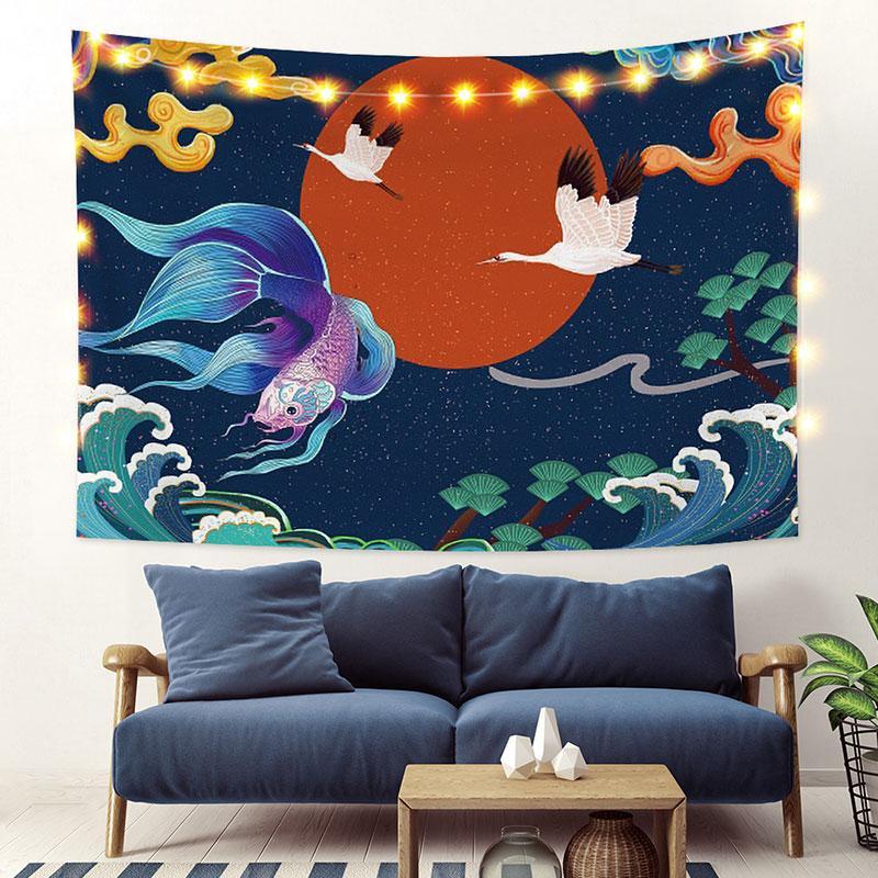 Lofaris Japanese Style Moon Fairytale Animal Custom Tapestry