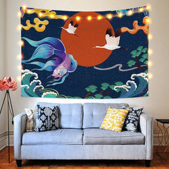 Lofaris Japanese Style Moon Fairytale Animal Custom Tapestry