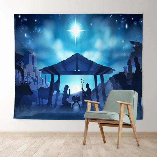 Lofaris Jesus Moon Night Bokeh Christmas Holiday Backdrop