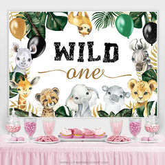 Lofaris Jungle Animals And Balloons Wild One Birthday Backdrop