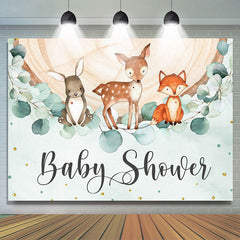 Lofaris Jungle Animals And Wooden Leaves Baby Shower Backdrop