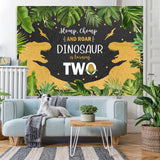 Load image into Gallery viewer, Lofaris Jungle Forest And Gold Dinosaur 2Rd Birthday Backdrop