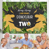 Load image into Gallery viewer, Lofaris Jungle Forest And Gold Dinosaur 2Rd Birthday Backdrop