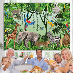 Lofaris Jungle Forest Animals Birthday Party Backdrop For Kids