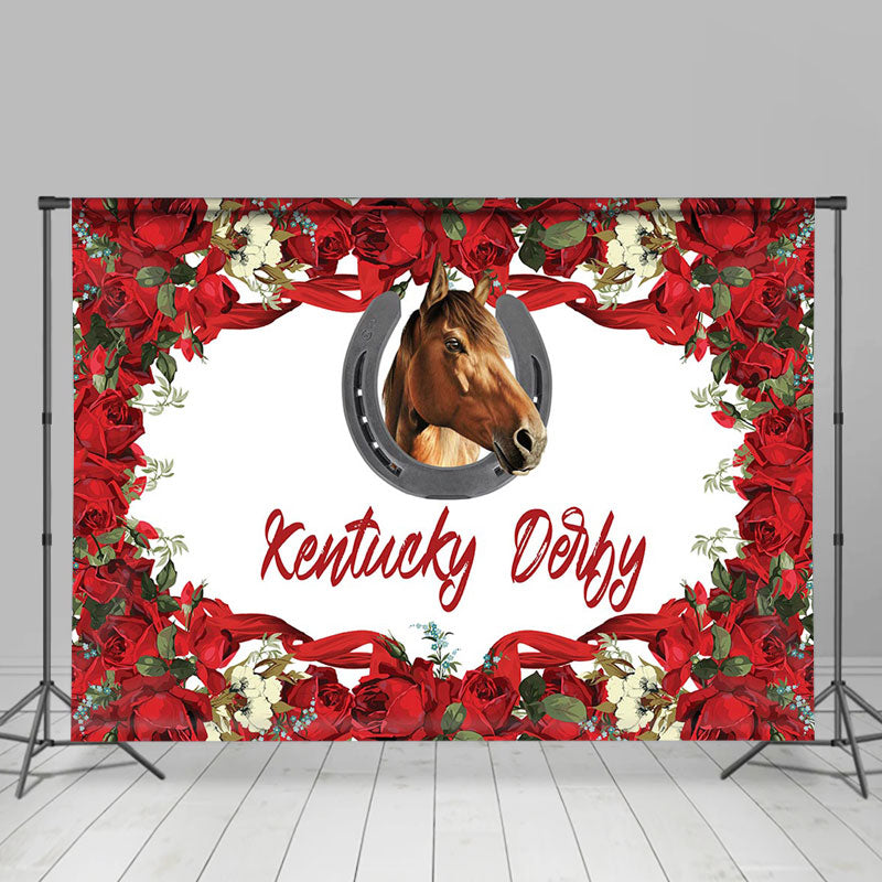 Lofaris Kentucky Derby Horseshoe Rose Dance Party Backdrop