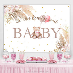 Lofaris Khaki Floral And Teddy Bear Backdrop For Baby Shower