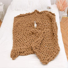 Lofaris Khaki Handmade Soft Chenille Chunky Knit Blanket