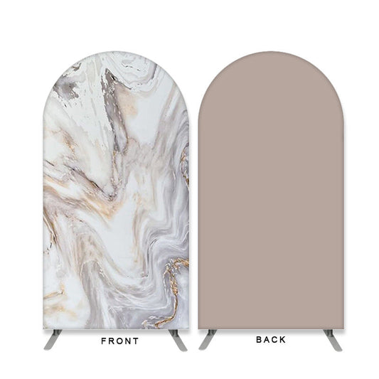 Lofaris Khaki Marble Texture Double Sided Arch Backdrop for Party