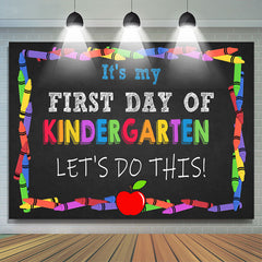 Lofaris Kindergarden Crayon Apple Black Back To School Backdrop