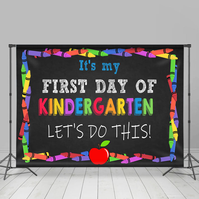 Lofaris Kindergarden Crayon Apple Black Back To School Backdrop