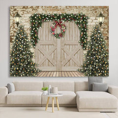 Lofaris Large Merry Christmas Wood Barn Door XMAS Backdrop for Photos