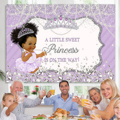 Lofaris Lavender And Glitter Crown Pearl Baby Shower Backdrop