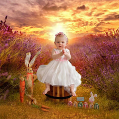 Lofaris Lavender And Sunshine Grassland Photo Backdrop For Portrait