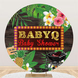 Load image into Gallery viewer, Lofaris Leaf And Pineapple Wood Baby Shower Round Backdrop