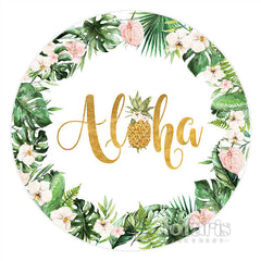 Lofaris Leaves And Floral Aloha Pineapple Summer Round Backdrop