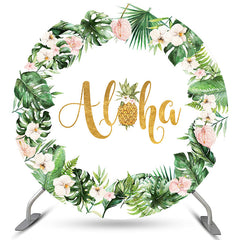 Lofaris Leaves And Floral Aloha Pineapple Summer Round Backdrop