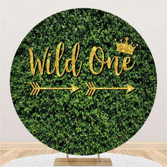 Lofaris Leaves And Gold Wild One Round Happy Birthday Backdrop