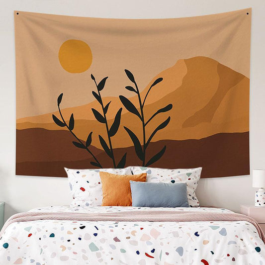 Lofaris Leaves Yellow Mountain Bohemian Family Wall Tapestry