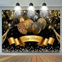 Lofaris Leopard Balloon Gold Black Glitter Birthday Party Backdrop