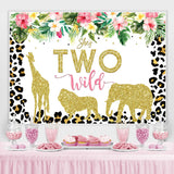 Load image into Gallery viewer, Lofaris Leopard Grain and Floral Animals 2rd Birthday Backdrop