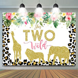 Load image into Gallery viewer, Lofaris Leopard Grain and Floral Animals 2rd Birthday Backdrop