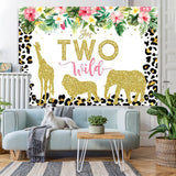 Load image into Gallery viewer, Lofaris Leopard Grain and Floral Animals 2rd Birthday Backdrop