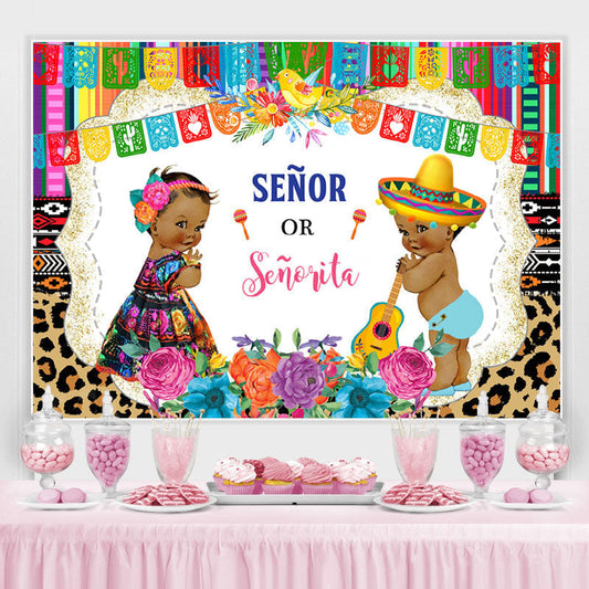 Lofaris Leopard Grain Senor or Senorita Baby Shower Backdrop
