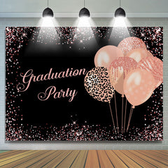 Lofaris Leopard Pink Glitter Balloon Graduation Backdrop